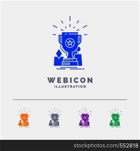 Achievement, award, cup, prize, trophy 5 Color Glyph Web Icon Template isolated on white. Vector illustration. Vector EPS10 Abstract Template background
