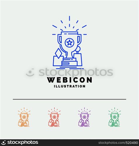 Achievement, award, cup, prize, trophy 5 Color Line Web Icon Template isolated on white. Vector illustration. Vector EPS10 Abstract Template background