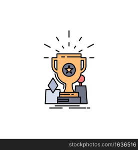 Achievement, award, cup, prize, trophy Flat Color Icon Vector