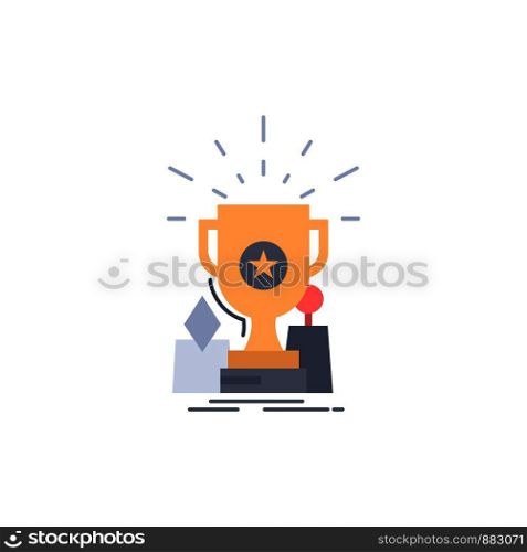 Achievement, award, cup, prize, trophy Flat Color Icon Vector