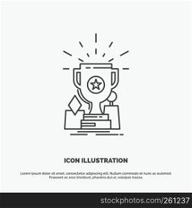 Achievement, award, cup, prize, trophy Icon. Line vector gray symbol for UI and UX, website or mobile application