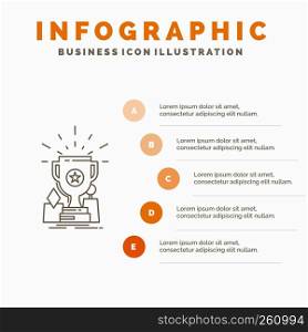Achievement, award, cup, prize, trophy Infographics Template for Website and Presentation. Line Gray icon with Orange infographic style vector illustration