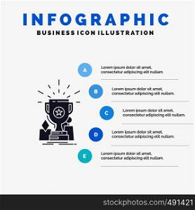 Achievement, award, cup, prize, trophy Infographics Template for Website and Presentation. GLyph Gray icon with Blue infographic style vector illustration.. Vector EPS10 Abstract Template background