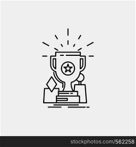 Achievement, award, cup, prize, trophy Line Icon. Vector isolated illustration. Vector EPS10 Abstract Template background