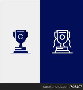 Achievement, Award, Sport, Game Line and Glyph Solid icon Blue banner Line and Glyph Solid icon Blue banner
