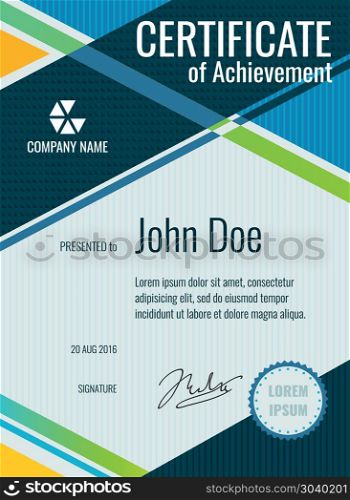 Achievement, award vector certificate design. Achievement, award vector certificate design. Personal diploma and certificate illustration