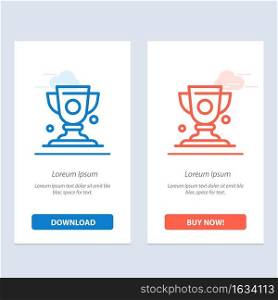 Achievement, Cup, Prize, Trophy Blue and Red Download and Buy Now web Widget Card Template