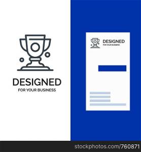 Achievement, Cup, Prize, Trophy Grey Logo Design and Business Card Template
