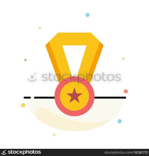 Achievement, Education, Medal Abstract Flat Color Icon Template