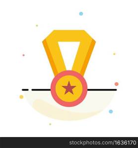 Achievement, Education, Medal Abstract Flat Color Icon Template