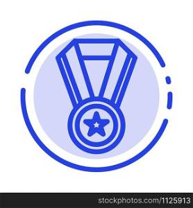 Achievement, Education, Medal Blue Dotted Line Line Icon