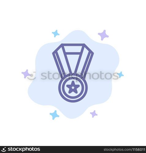 Achievement, Education, Medal Blue Icon on Abstract Cloud Background