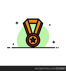 Achievement, Education, Medal Business Flat Line Filled Icon Vector Banner Template