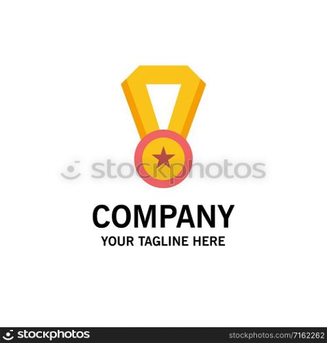 Achievement, Education, Medal Business Logo Template. Flat Color