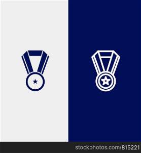 Achievement, Education, Medal Line and Glyph Solid icon Blue banner Line and Glyph Solid icon Blue banner