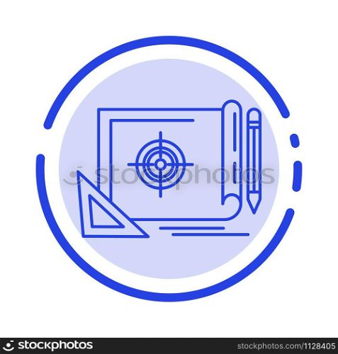 Achievement, File, File Target, Marketing, Target Blue Dotted Line Line Icon
