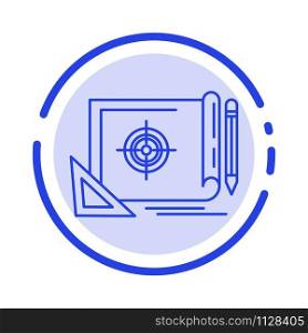 Achievement, File, File Target, Marketing, Target Blue Dotted Line Line Icon