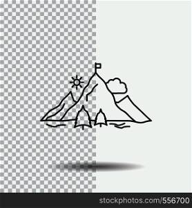 achievement, flag, mission, mountain, success Line Icon on Transparent Background. Black Icon Vector Illustration. Vector EPS10 Abstract Template background