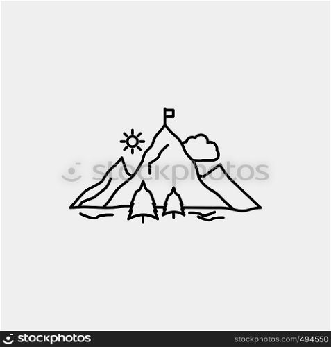 achievement, flag, mission, mountain, success Line Icon. Vector isolated illustration. Vector EPS10 Abstract Template background