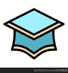 Achievement graduation hat icon. Outline achievement graduation hat vector icon color flat isolated. Achievement graduation hat icon color outline vector