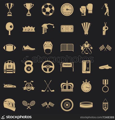 Achievement icons set. Simple style of 36 achievement vector icons for web for any design. Achievement icons set, simple style