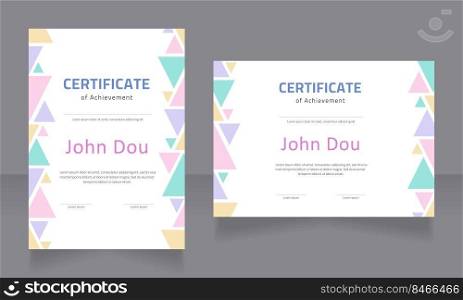 Achievement in spanish certificate design template set. Vector diploma with customized copyspace and borders. Printable document for awards and recognition. Cairo, Calibri Regular fonts used. Achievement in spanish certificate design template set