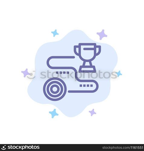 Achievement, Target, Success, Path, Win Blue Icon on Abstract Cloud Background