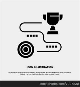 Achievement, Target, Success, Path, Win solid Glyph Icon vector