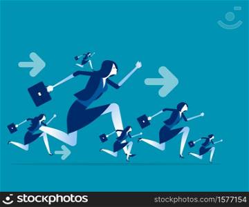 Achievement together. Concept business vector illustration, Successful, Teamwork, Leadership, Flat business cartoon character style design.
