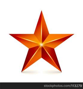 Achievement Vector Star. Red Sign. Decoration Symbol. 3d Shine Icon Isolated On White Background.. Achievement Vector Star. Red Sign. Decoration Symbol. 3d Shine Icon Isolated On White