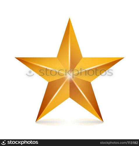 Achievement Vector Star. Yellow Sign. Golden Decoration Symbol. 3d Shine Icon Isolated On White Background.. Achievement Vector Star. Yellow Sign. Golden Decoration Symbol. 3d Shine Icon Isolated On