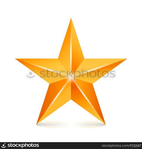 Achievement Vector Star. Yellow Sign. Golden Decoration Symbol. 3d Shine Icon Isolated On White Background.. Achievement Vector Star. Yellow Sign. Golden Decoration Symbol. 3d Shine Icon Isolated On White