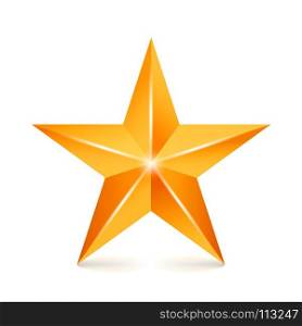 Achievement Vector Star. Yellow Sign. Golden Decoration Symbol. 3d Shine Icon Isolated On White Background.. Achievement Vector Star. Yellow Sign. Golden Decoration Symbol. 3d Shine Icon Isolated On White