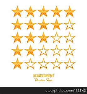 Achievement Vector Stars. For Game And Review Rating. Like Symbol, Succes Sign, Classify Concept, Realistic Element. Isolated On White. Achievement Vector Stars. For Game And Review Rating. Like Symbol, Succes Sign, Classify Concept, Realistic Element. Isolated On White Background.