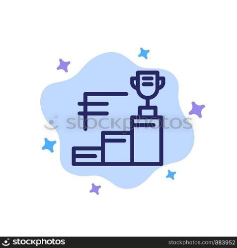 Achievements, Prize, Trophy, Trophy Cup Blue Icon on Abstract Cloud Background