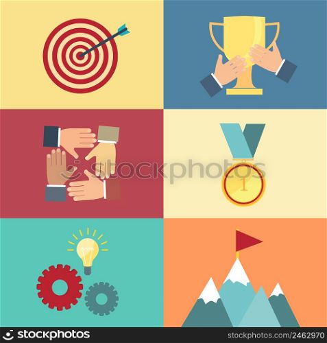 achieving goal, success concept vector illustration in flat square style