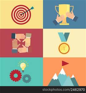 achieving goal, success concept vector illustration in flat square style