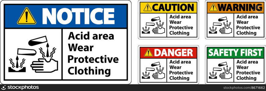 Acid Area Wear Protective Clothing Sign
