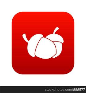 Acorn icon digital red for any design isolated on white vector illustration. Acorn icon digital red