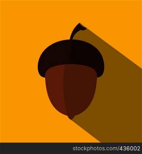 Acorn icon. Flat illustration of acorn vector icon for web on yellow background. Acorn icon, flat style