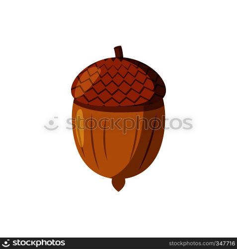 Acorn icon in cartoon style isolated on white background. Nature and flora symbol. Acorn, icon, cartoon style