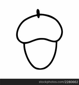 Acorn icon in doodle style. Vector illustration with freehand contour line.