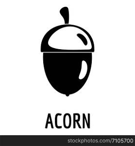Acorn icon. Simple illustration of acorn vector icon for web design isolated on white background. Acorn icon, simple style