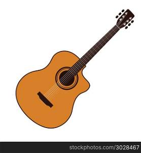 Acoustic guitar icon. Acoustic guitar icon. Flat color design. Vector illustration.