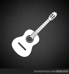 Acoustic guitar icon. Black background with white. Vector illustration.