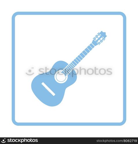 Acoustic guitar icon. Blue frame design. Vector illustration.
