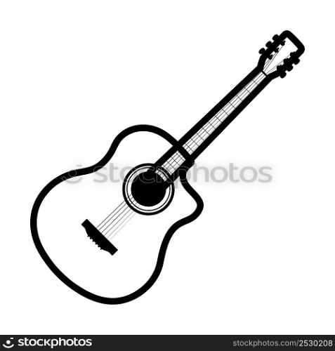 Acoustic Guitar Icon. Bold outline design with editable stroke width. Vector Illustration.