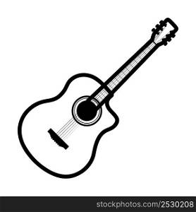 Acoustic Guitar Icon. Bold outline design with editable stroke width. Vector Illustration.