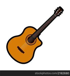 Acoustic Guitar Icon. Editable Bold Outline With Color Fill Design. Vector Illustration.