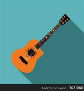 Acoustic guitar icon. Flat illustration of acoustic guitar vector icon for web design. Acoustic guitar icon, flat style